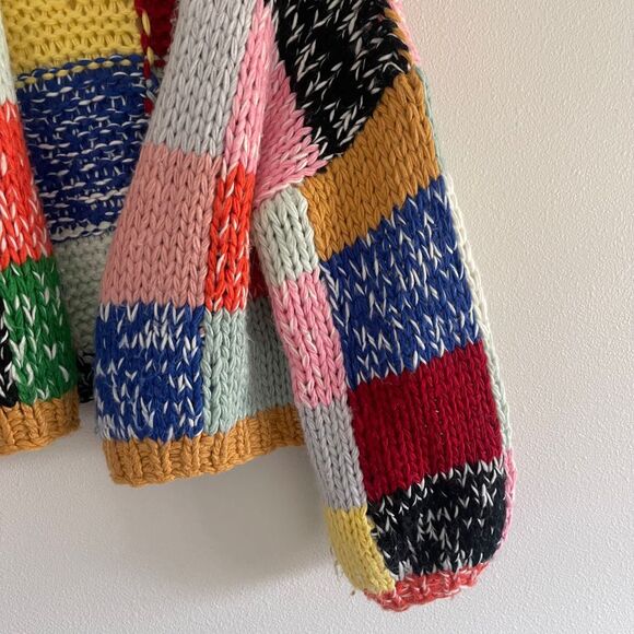 Polagram Chunky Knit Colorful Patchwork Style Cardigan - Picture 6 of 11